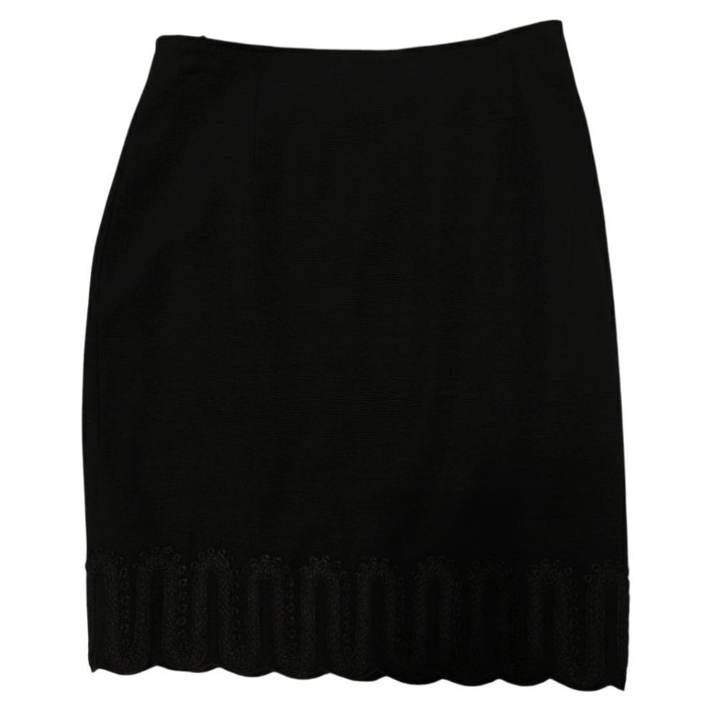 Genny Italy Wool Black Pencil Skirt with Elegant Hem for Cocktail Sz 6